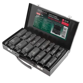 Набор головок ударных глубоких 16пр.,1/2''6гр.(10,12-19,21,22,24,27,30,32,36мм), в металлическом кейсе
