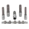 Набор головок-бит Torx 6-лучевых, 5 пр.(Т60,Т70,Т80,Т90,Т100, L-100мм) 1/2'', на планке
