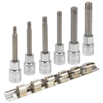 Набор головок-бит Torx 6-лучевых, 6 пр.(Т30,Т40,Т45,Т50,Т55,Т60, L-100мм) 1/2'', на планке