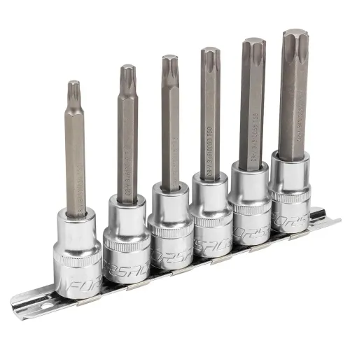 Набор головок-бит Torx 6-лучевых, 6 пр.(Т30,Т40,Т45,Т50,Т55,Т60, L-100мм) 1/2'', на планке