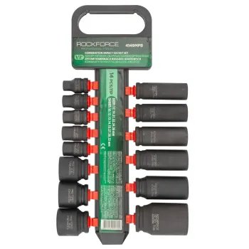 Набор головок ударных комбинированный 14пр.,1/2''(короткие:10,12-15,27,30,32мм,глубокие:17,19,21,22,24,36мм),на пластиковом держателе