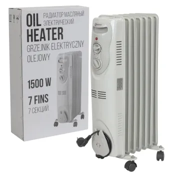Радиатор масляный электрический (220-240V,50/60Гц,1500Вт,7 секций 15х58см,3 режима нагрева,защ. от перегрева,33х24х62.5см)