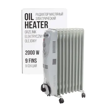 Радиатор масляный электрический (220-240V,50/60Гц,2000Вт,9 секций 15х58см,3 режима нагрева,защ. от перегрева,40.5х24х62.5см)