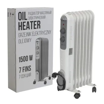 Радиатор масляный электрический (220-240V,50/60Гц,1500Вт,7 секций 11х58см,3 режима нагрева,защ. от перегрева,33х24х62.5см)