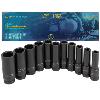 Набор головок ударных глубоких 11пр.1/2'' (6-гр.)(10-15,17,19,21,22,24),в кейсе