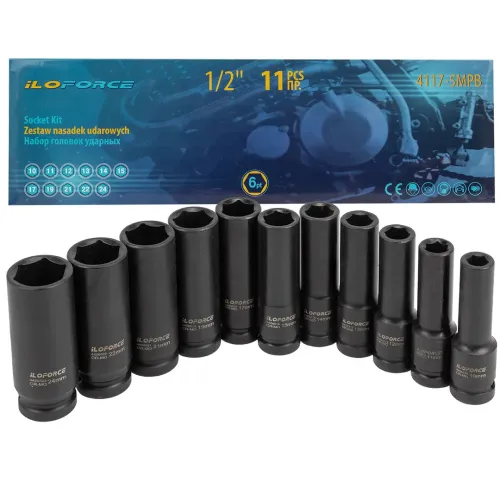 Набор головок ударных глубоких 11пр.1/2'' (6-гр.)(10-15,17,19,21,22,24),в кейсе
