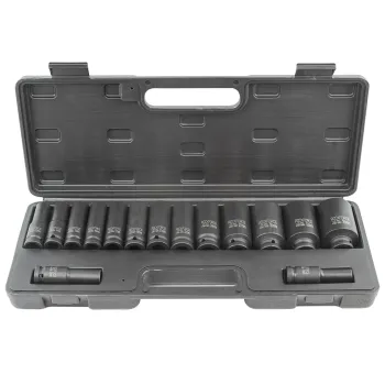 Набор головок ударных глубоких 15пр.,1/2''6гр.(10,12-17,19,21,22,24,27,30,32мм,36мм-12гр), в пластиковом кейсе