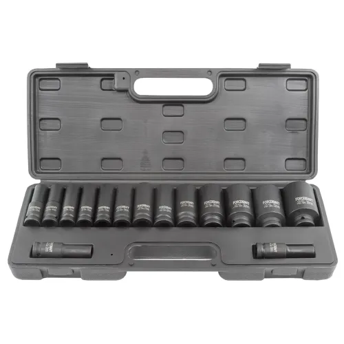 Набор головок ударных глубоких 15пр.,1/2''6гр.(10,12-17,19,21,22,24,27,30,32мм,36мм-12гр), в пластиковом кейсе