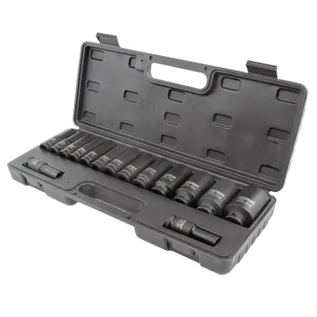 Набор головок ударных глубоких 15пр.,1/2''6гр.(10,12-17,19,21,22,24,27,30,32мм,36мм-12гр), в пластиковом кейсе