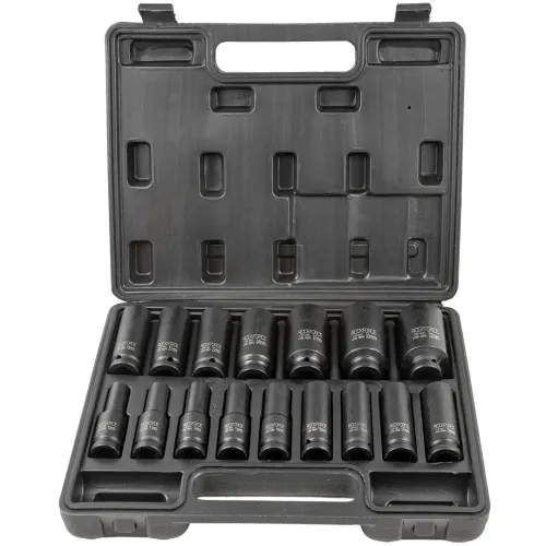 Набор головок ударных глубоких, 16пр.(6-гр),1/2''(10-19, 21, 22, 24, 27, 30, 32мм),в кейсе