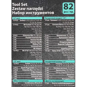 Набор инструментов PROFI 82пр. 1/4'',1/2''(6гр)(4-32мм)