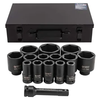 Набор головок ударных глубоких 3/4''14пр.(6гр.)(17,19,22,24,27,30,32,36,41,46,50,55,60,65мм)в метал. кейсе