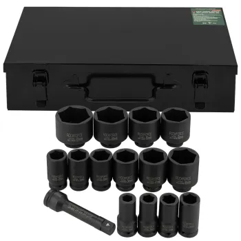 Набор головок ударных глубоких 3/4''14пр.(6гр.)(17,19,22,24,27,30,32,36,41,46,50,55,60,65мм)в метал. кейсе