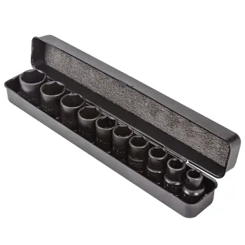Набор головок ударных 10пр., 1/2''(6-гран)(10,12,13,14,16,17,19,21,22,24мм), в металл. кейсе