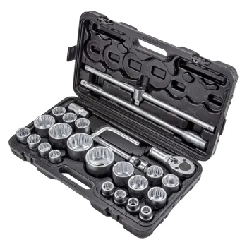 Набор инструментов ударных 26пр, 3/4''1''(12гр.)(17,19,21,22,24,27,30,32,33,34,35,36,36-6гр,38,41,46,50мм,1'':55,60,65мм),в кейсе
