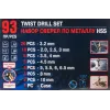 Набор сверл по металлу,93пр.(3.2-20шт,2,2.5,3-по10шт,3.5,4-по 8 шт,4.5-5шт,5,5.5,6,6.5-по 4шт,8-3шт,10-2шт)в кейсе