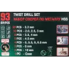 Набор сверл по металлу,93пр.(3.2-20шт,2,2.5,3-по10шт,3.5,4-по 8 шт,4.5-5шт,5,5.5,6,6.5-по 4шт,8-3шт,10-2шт)в кейсе