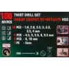 Набор сверл по металлу,100пр.(1,2,2.5,3,3.2,3.5,4-по 10шт,4.5,5,5.5,6,6.5-по 5шт,8,10-по 2шт)в кейсе