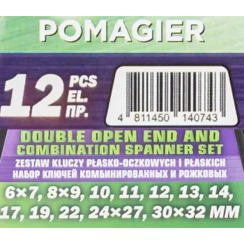 Набор ключей комбинированных и рожковых,12пр.(6х7,8х9,10,11,12,13,14,17,19,22,24х27,30х32мм),в пластиковом держателе