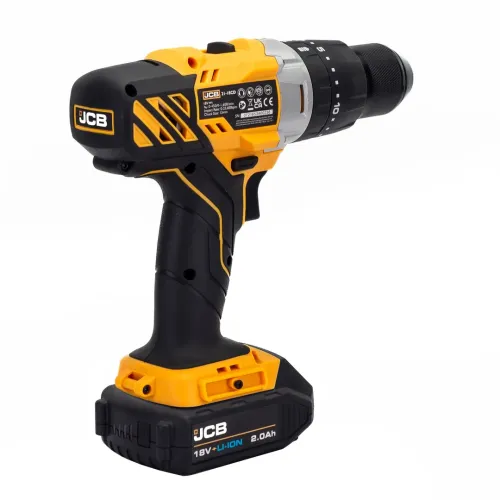 Дрель-шуруповерт аккумуляторная (JCB-18CD-B-E) 18V, max 45Nm в комплекте с зарядным устройством (JCB-18VFC-E) 2.4A и батареей аккум(JCB-20LI-E) 2.0AH