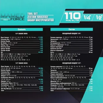 Набор инструментов 110пр.1/4''&1/2''(6-гран)(5-32мм)