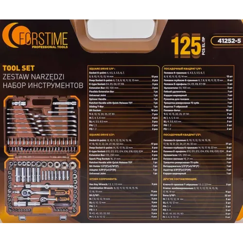 Набор инструментов 125пр. 1/4'', 1/2''(6гр.)