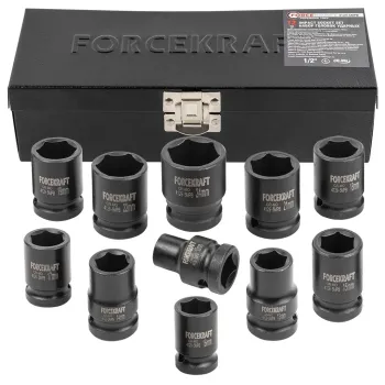 Набор головок ударных, 12пр., 1/2''6гр.(10,12,13,14,15,16,17,18,19,21,22,24мм),в метал. кейсе