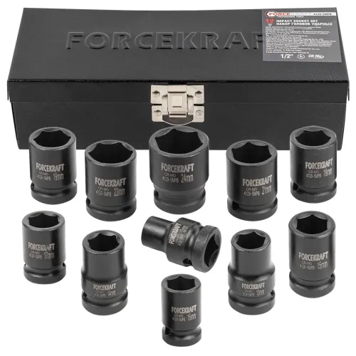 Набор головок ударных, 12пр., 1/2''6гр.(10,12,13,14,15,16,17,18,19,21,22,24мм),в метал. кейсе