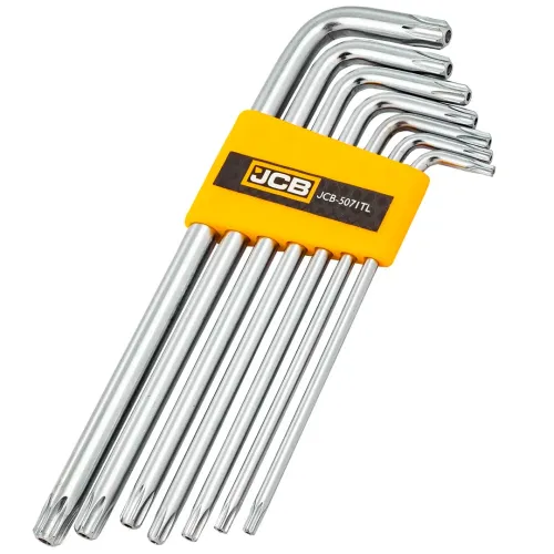 Набор ключей TORX Г-образных длинных с отверстием 7пр.(Т10Н,Т15Н,Т20Н,Т25Н,Т27Н,Т30Н,Т40Н) в пластиковом держателе