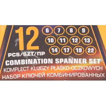 Ключи комбинированные. набор 12пр (6-14, 17, 19, 22мм) в пласт. держателе
