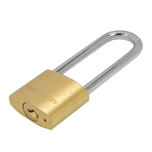 Замок навесной латунный с удлиненой дужкой 30мм (дужка 5мм, пространство для замка 50х15мм, 3 ключа) в блистере