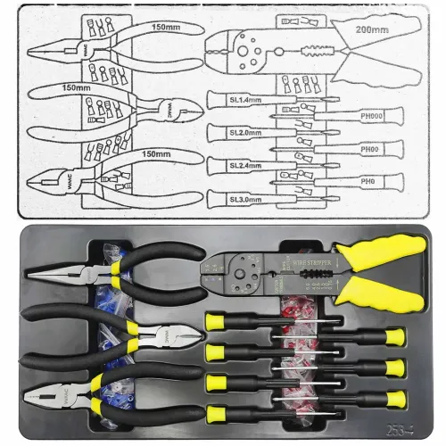 Набор инструментов 253пр. 1/4'', 1/2''6гр. (4-22мм) с комплектом пластиковых ложементов