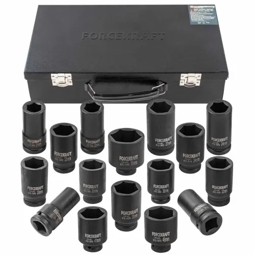 Набор головок ударных глубоких 3/4''16пр.(17,19,21,22,24,27,30,32-36,38,41,46,50) в кейсе