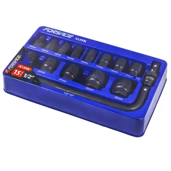 Набор головок ударных 15пр. 1/2''(6-гр.) (10,12, 13, 14, 15, 17, 19, 21, 22, 24, 27, 30, 32мм) в ложементе