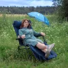 Шезлонг складной с подлокотниками на мягкой основе в комплекте с зонтом садовым (синий) (1780х670х300мм, макс. нагрузка 200кг)