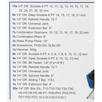 Набор инструментов 74пр.1/4'', 1/2'' (6гр.)
