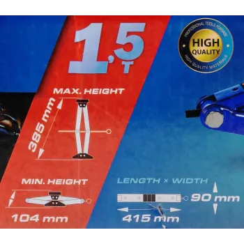 Домкрат механический ''ромб''1.5т (h min 104мм, h max 385мм, L-415мм)