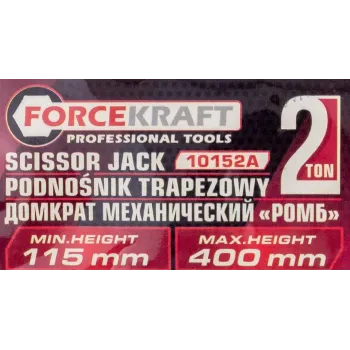 Домкрат механический ''ромб' 2т (hmin115мм, hmax 400мм, L-420мм) в водоотталкивающем чехле в комплекте с ключом трещоточным