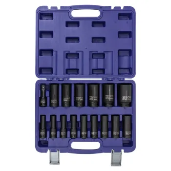 Набор головок ударных глубоких 16пр.1/2''(6-гр.)(10,12-17,19,21,22,24,27,30,32мм(36мм-12гр)+удлинитель 75мм),в кейсе