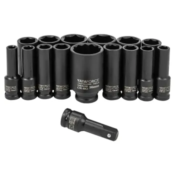 Набор головок ударных глубоких 16пр.1/2''(6-гр.)(10,12-17,19,21,22,24,27,30,32мм(36мм-12гр)+удлинитель 75мм),в кейсе