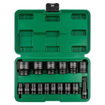 Набор головок ударных коротких 16пр.1/2''(6-гр.)(10,12-17,19,21,22,24,27,30,32мм(36мм-12гр)+удлинитель 75мм),в кейсе