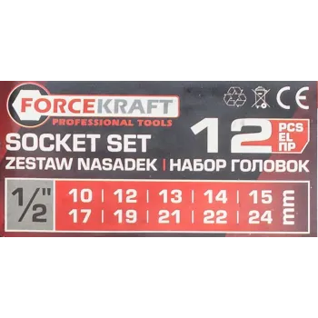 Набор головок с трещоткой и удлинителем 12пр.1/2''(6гр)(10,12-15,17,19,22,24мм),в пласт. держателе