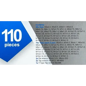 Набор метчик.и плашек110пр(2х0.4,3х0.5,4х0.7,5х0.8,6х0.75-1,8х0.75-1,25,9х0.75-1.25,10х0.75-1.5,11х0.75/1/1.25/1.5, 12х0.75-1.75,14х1-2,16х1-2,18х1.5)