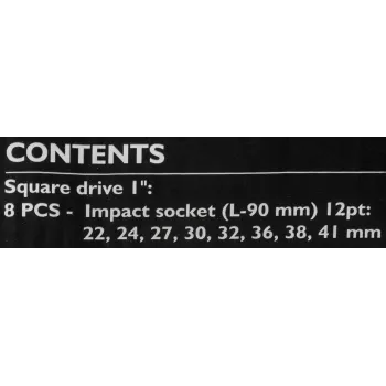 Набор головок ударных глубоких 8пр. 1''(12-гран) (22,24,27,30,32,36,38,41) в пласт.кейсе