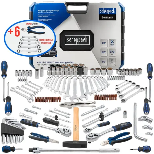 Набор инструментов 142+6 пр.1/4''3/8''1/2''(6-гр.)(4-32мм)
