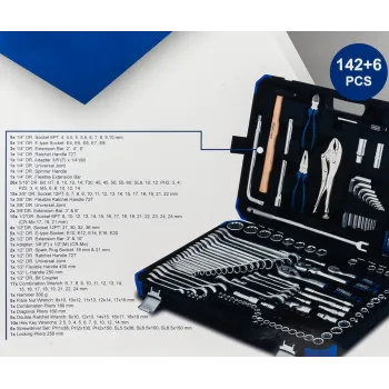 Набор инструментов 142+6 пр.1/4''3/8''1/2''(6-гр.)(4-32мм)