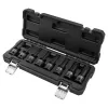 Набор головок-бит SPLINE ударных 8пр.,1/2''(M5, M6, M8, M10, M12, M14, M16, M18), в пласт.кейсе