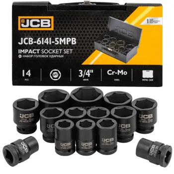 Набор головок ударных 3/4''14пр. (6гр.) (17,19,21,22,24,27,30,32,34,35,36,41,46,50) в кейсе