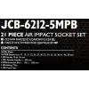 Набор инструментов ударных 3/4''21пр. (6гр.)(17,19,21,22,24,27,30,32,34,35,36,36-12гр,38,41,46,50мм), в металл.кейсе