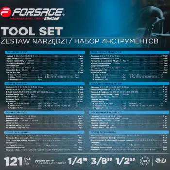 Набор инструментов 121пр. 1/4''3/8''1/2''6гр